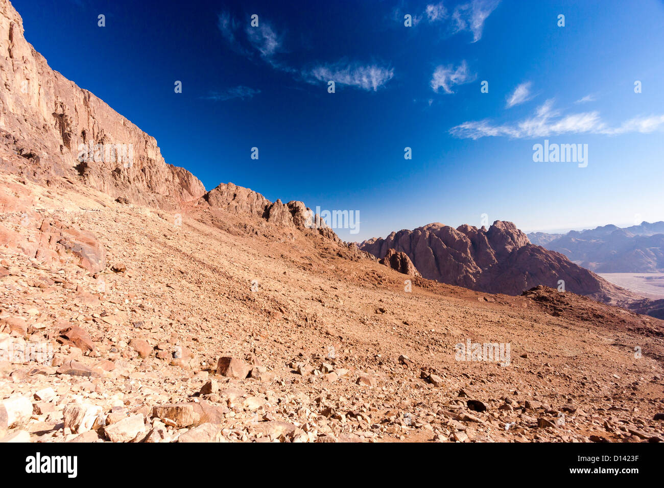 Barren desert mountains in the wilderness of the Sinai desert in Egypt
