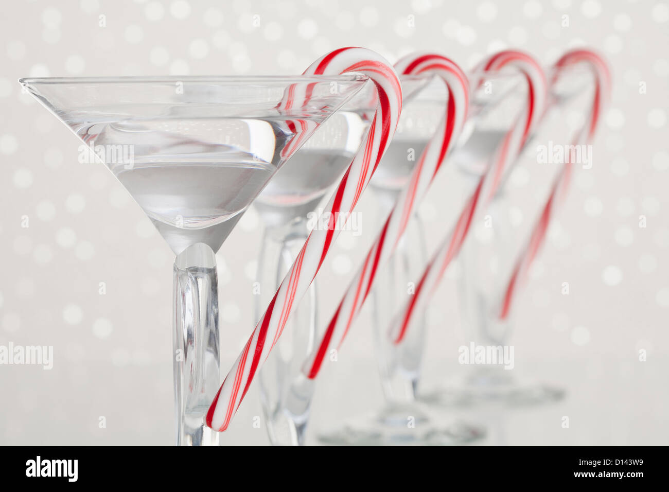 USA, Illinois, Metamora, Martini glasses with candies inside against  illuminated Christmas tree Stock Photo - Alamy