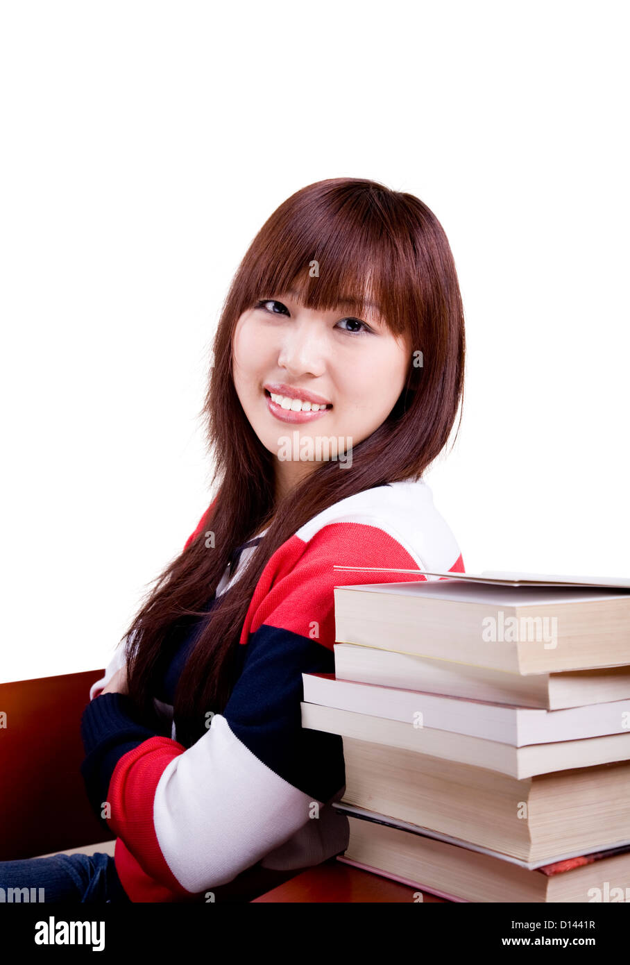 Cheerful Asian female student portrait Stock Photo