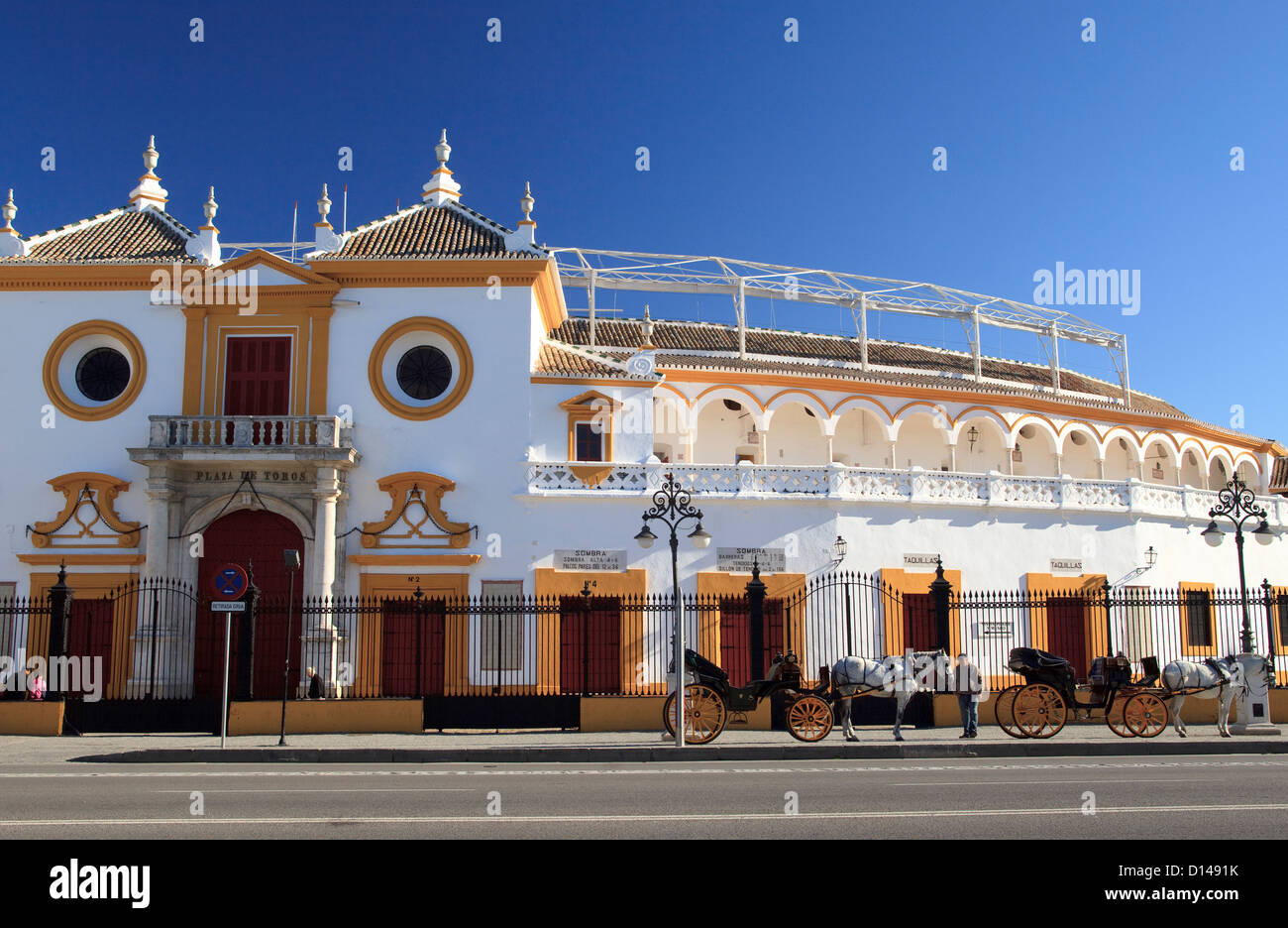 Entrance of the Bull fight arena in Seville, Spain Stock Photo