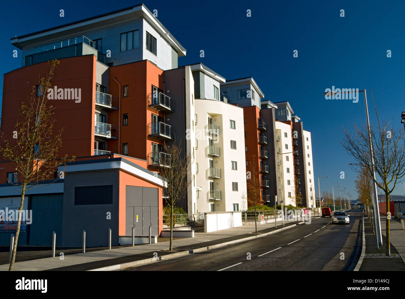 modern housing development swansea SA1 development south wales uk Stock Photo