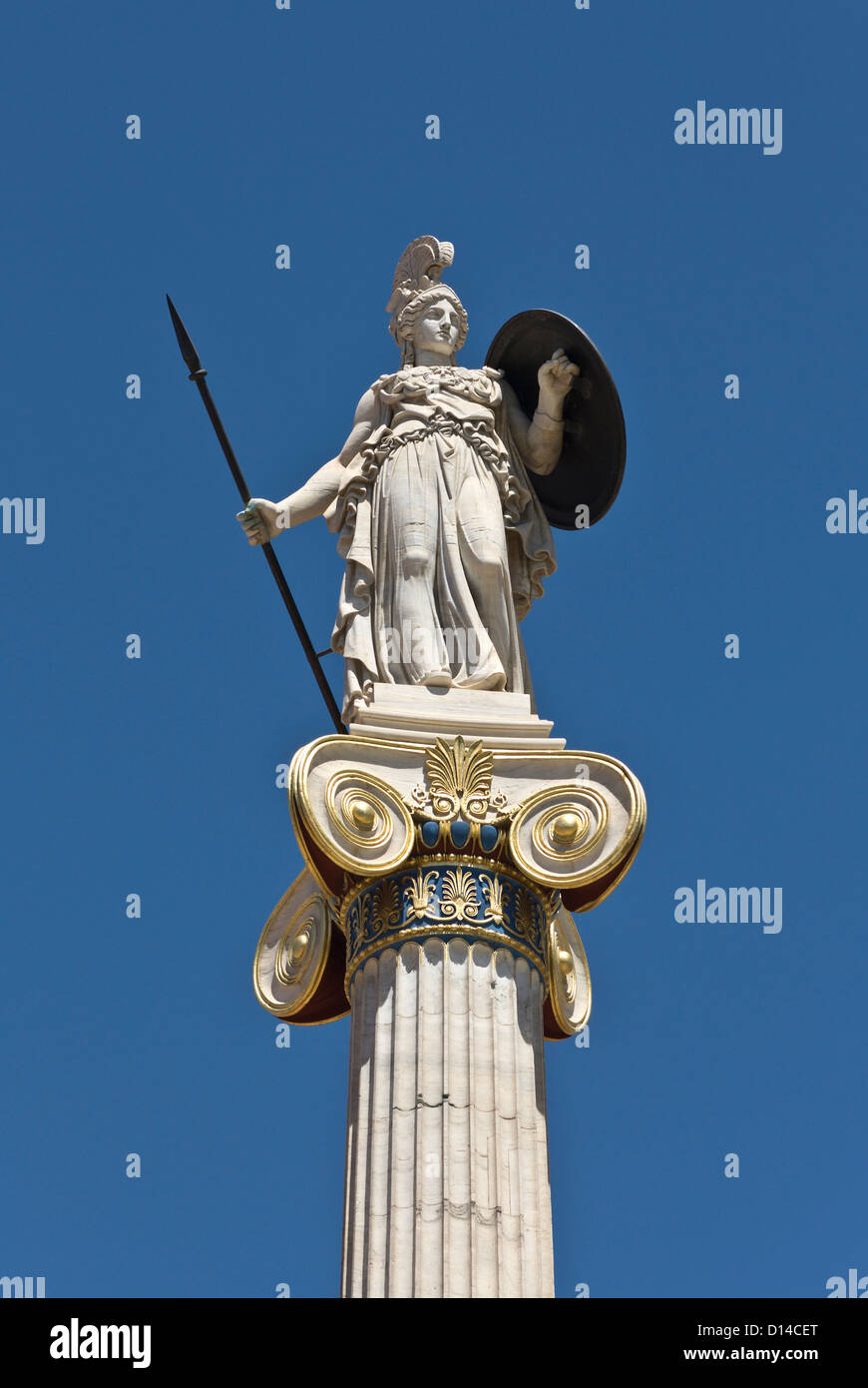 Athena Goddess Statue In Front Of Academy Of Athens Greece Stock