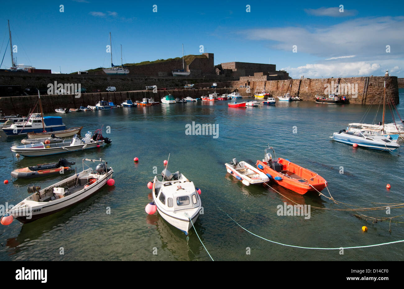 Braye Harbour on Alderney, Channel Islands Stock Photo