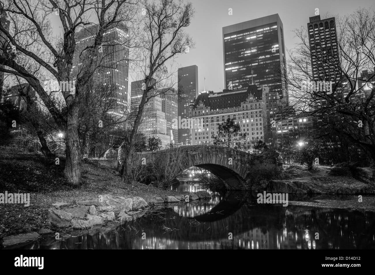 Central Park New York City Manhattan park Gapstow bridge Stock Photo
