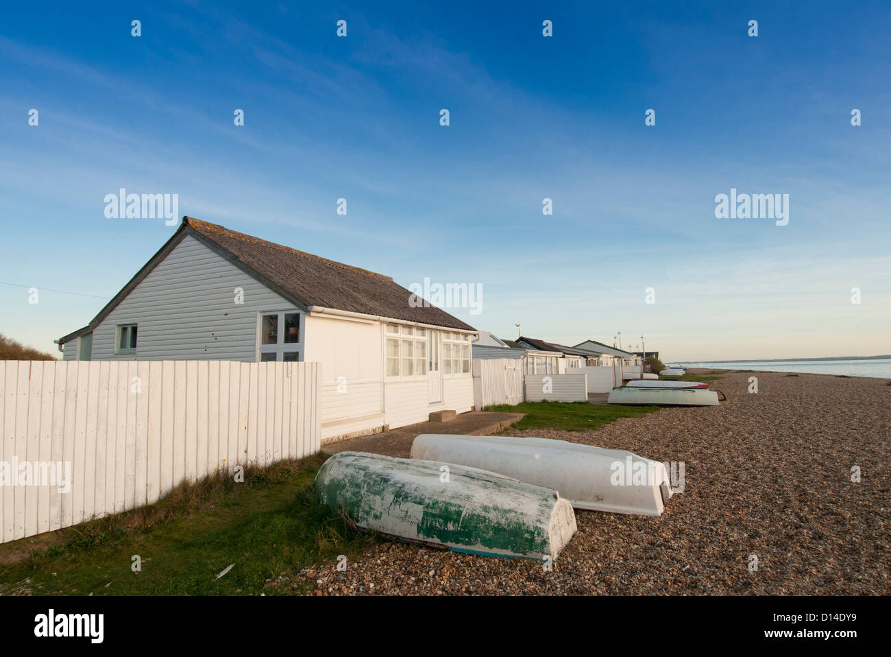 wooden beach houses on the coast Stock Photo