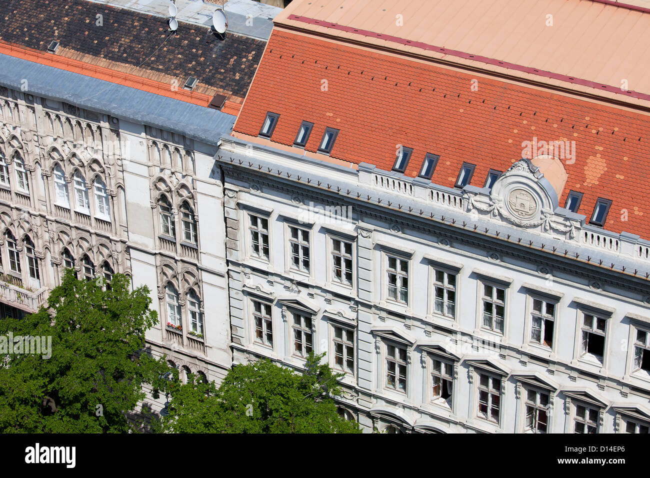 Historic tenement houses in the old city of Budapest, Hungary Stock