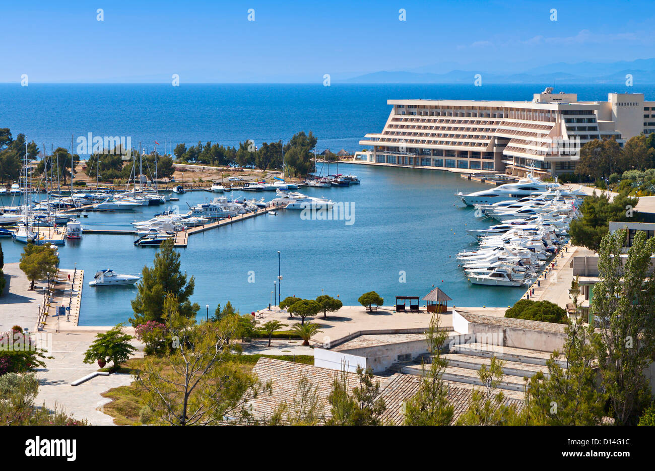 Porto Karras (or Carras) summer resort at Sithonia of Halkidiki peninsula in Greece Stock Photo
