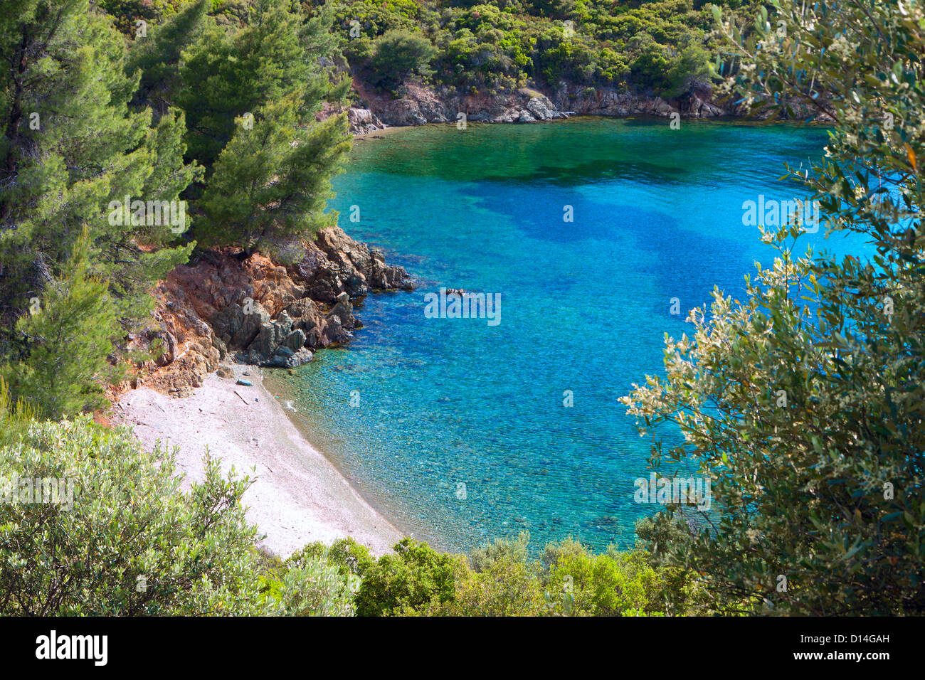 Remote beautiful beach at Sithonia of the Chalkidiki peninsula in Greece Stock Photo