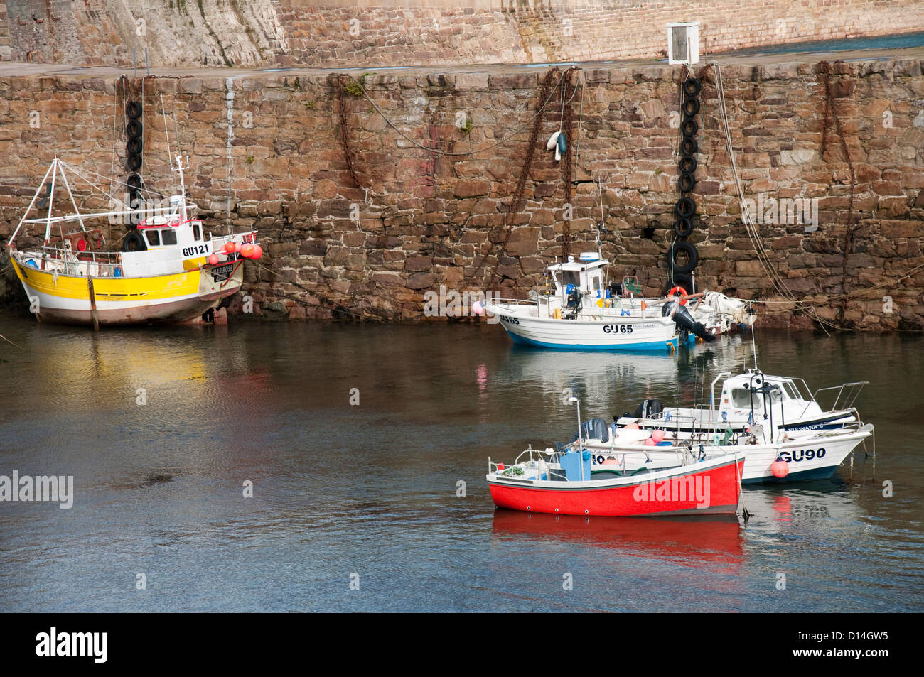 Braye Harbour in Alderney, Channel Islands Stock Photo