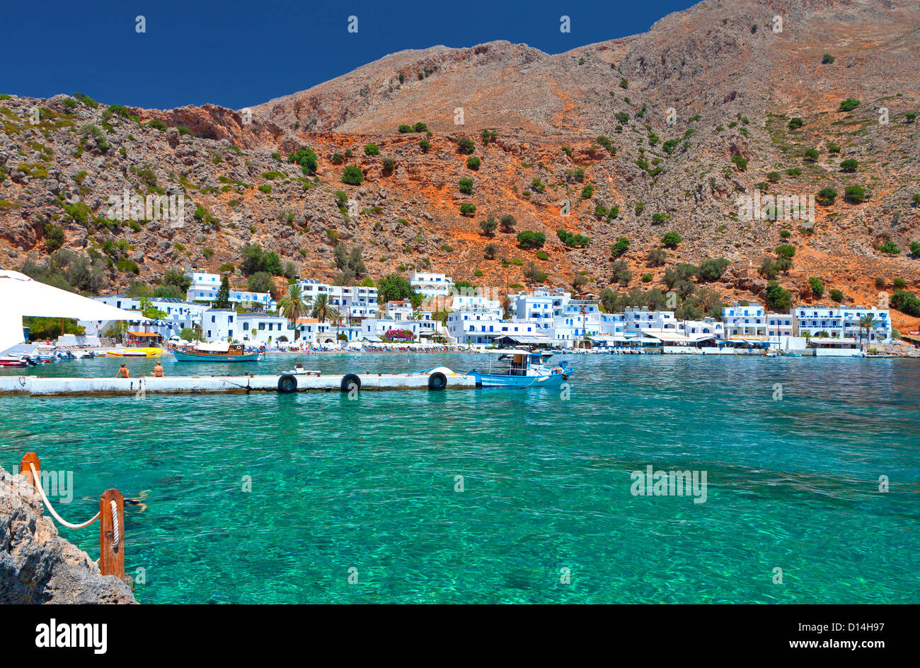 Loutro village at Crete island in Greece. Area of 'Chora Sfakion' Stock Photo