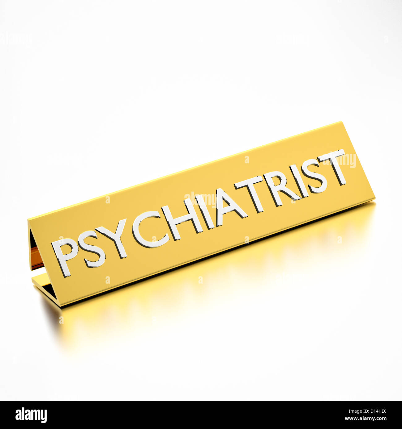Psychiatrist job title on nameplate, for career professions. 3d render