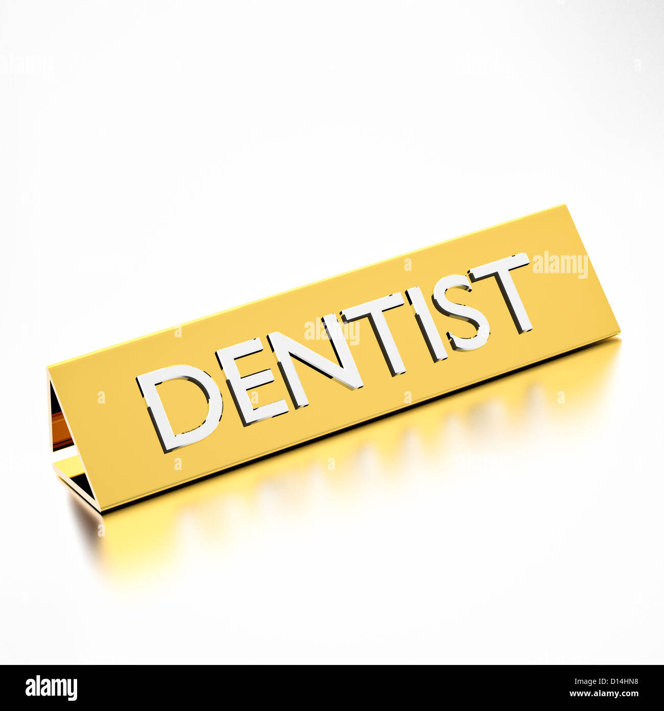 Dentist job title on nameplate, for career professions. 3d render. Stock Photo
