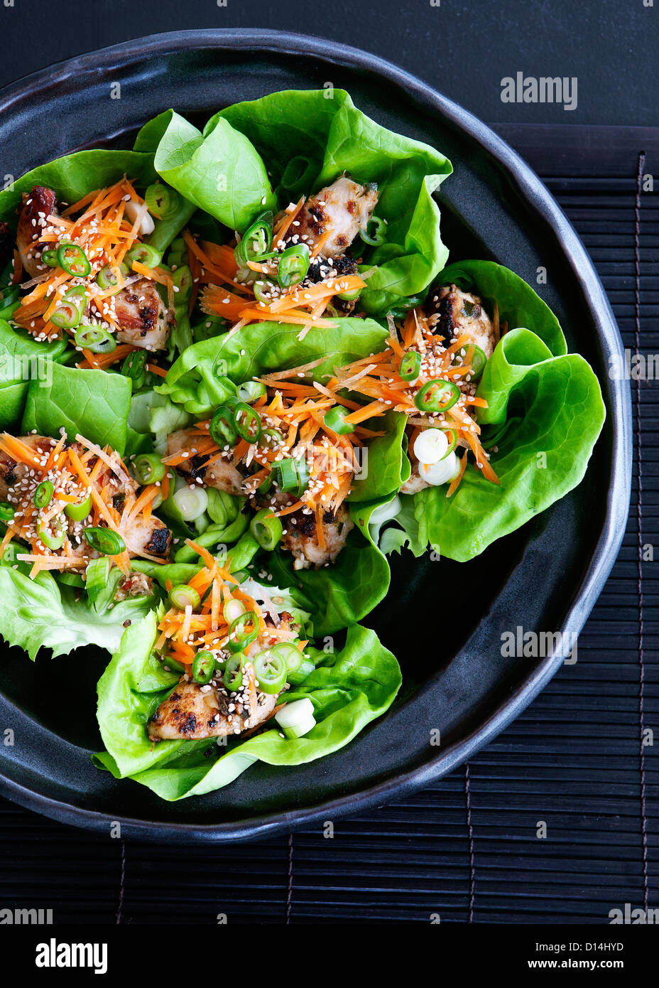 Bowl of salad wraps with lettuce Stock Photo Alamy