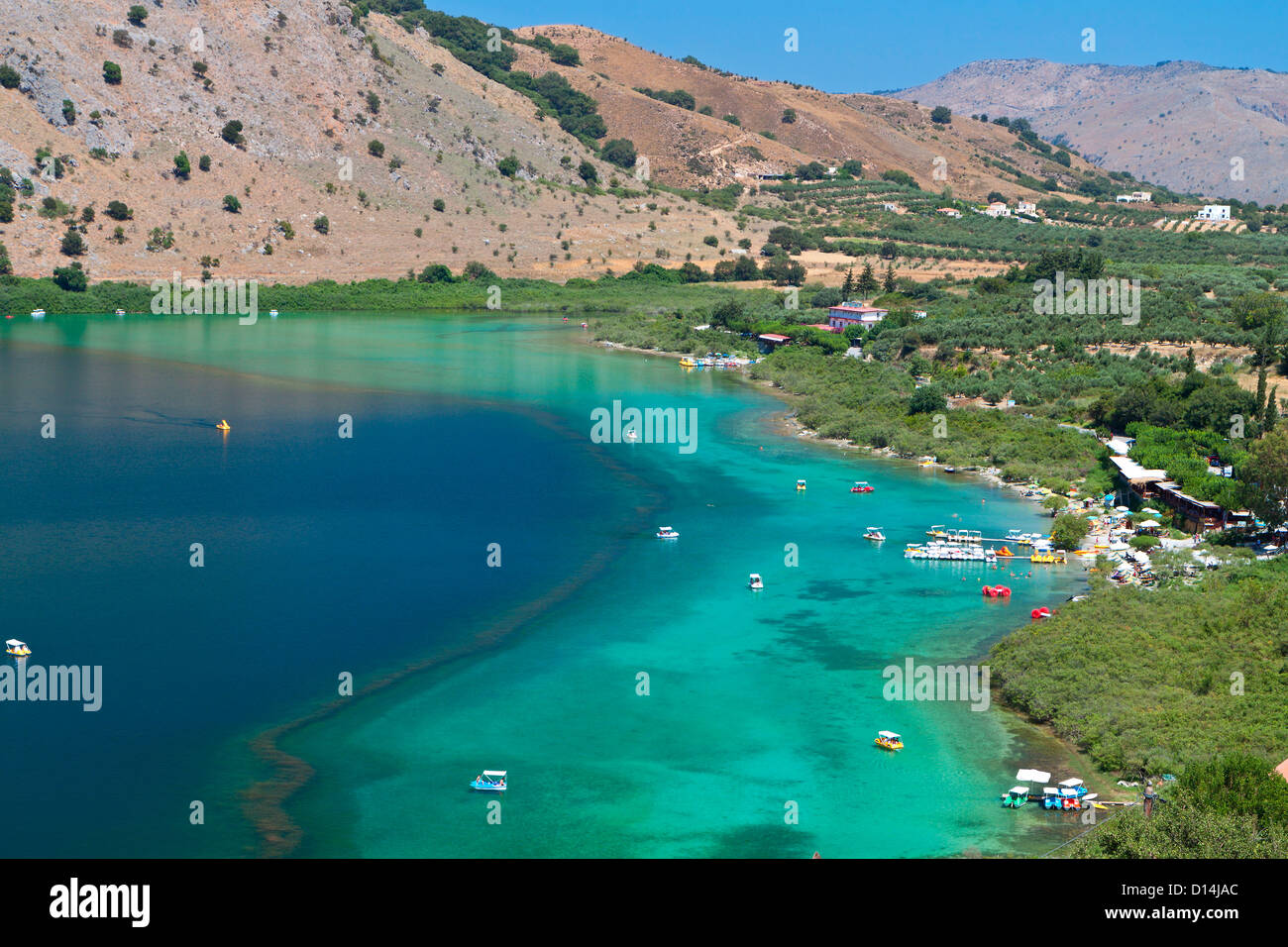 Lake Kournas at Crete island in Greece Stock Photo