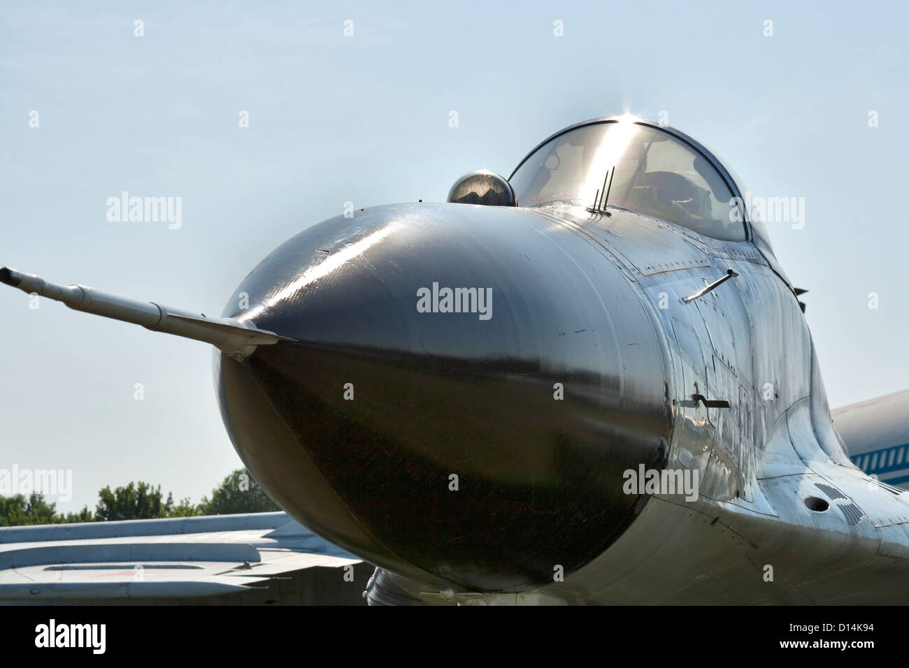Nose and pilot's compartment of unrecognized fighter Stock Photo Alamy