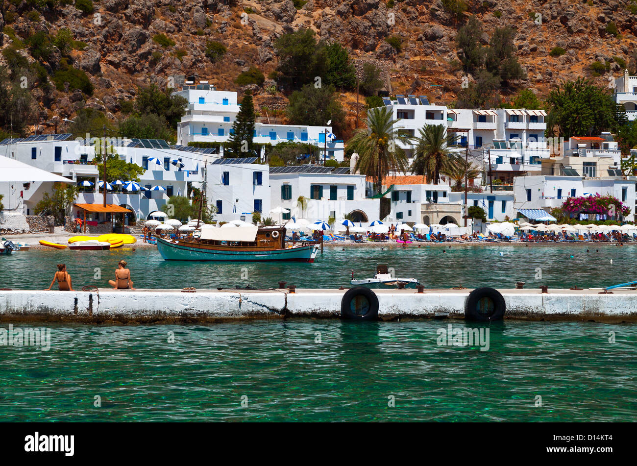 Loutro bay at South Crete island in Greece. Coast of the Libyan sea Stock Photo