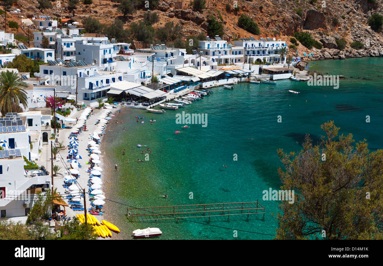 Loutro bay at South Crete island in Greece. Coast of the Libyan sea Stock Photo