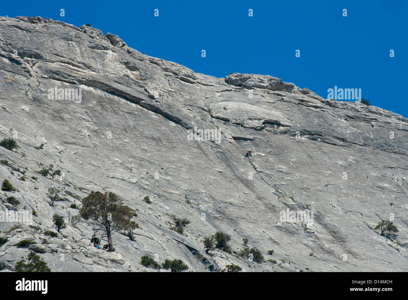 Steel slope of Sokol (Falcon) mountain. Novy Svet, Crimea, Ukraine. Favourite place for rock climbers. Stock Photo
