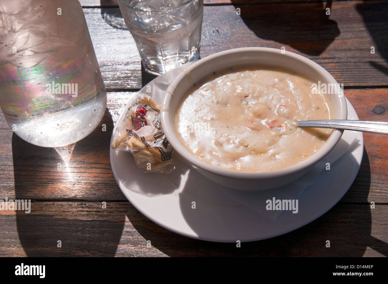 Lunch of Clam Chowder in the coast town of Florence in Northern