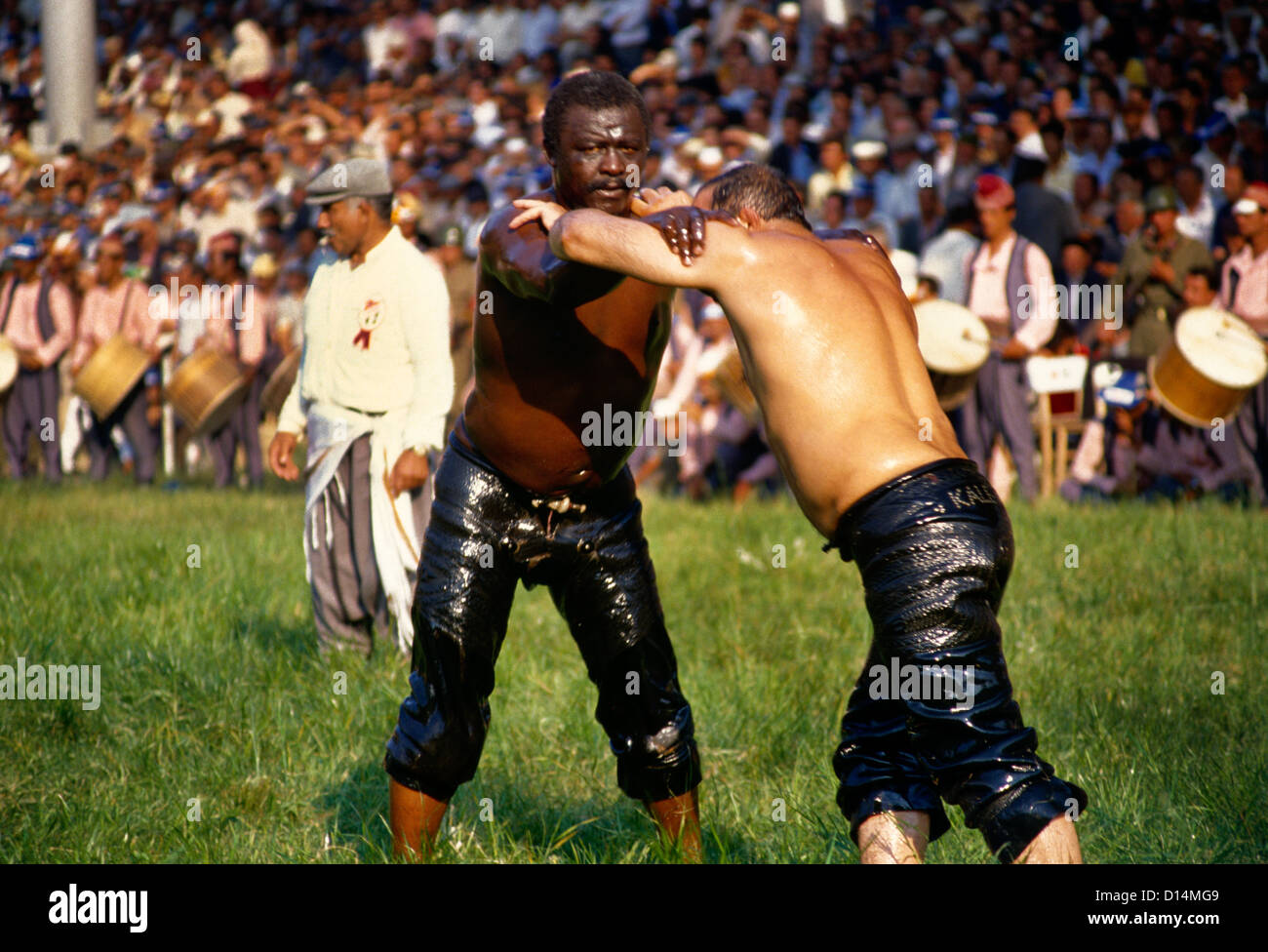 Edirne Turkey Men Oil Wrestling (Yagli Gures) At Kirkpinar Tournament Held Annually Since 1362 Oldest Continuous Sporting Competition Stock Photo