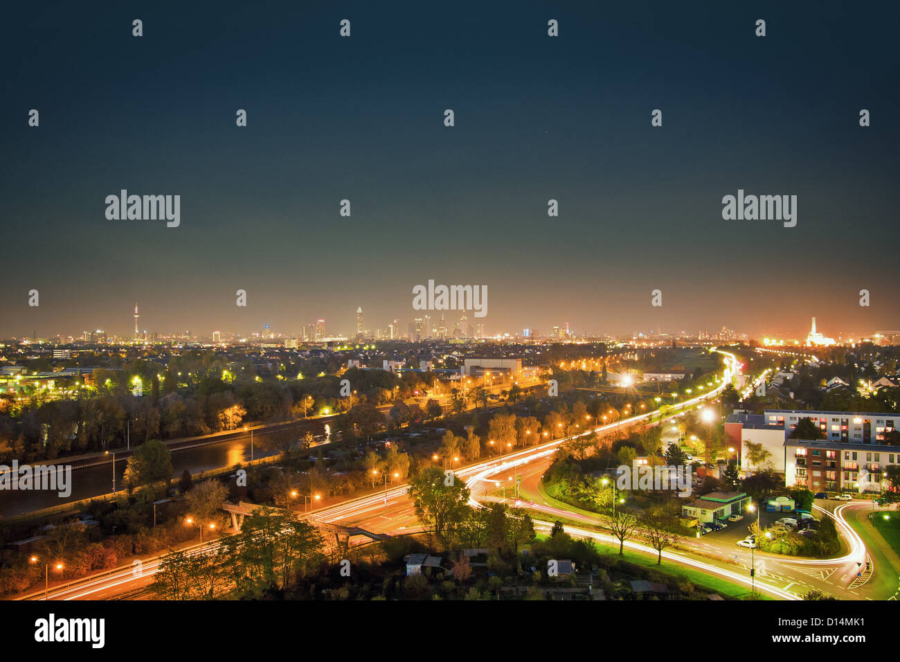 Aerial view of streetlights in city Stock Photo - Alamy