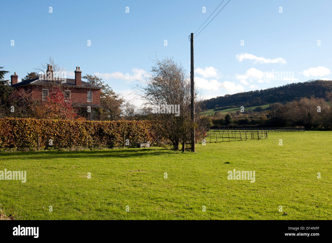 Bredon Hill from Little Comberton churchyard, Worcestershire, UK Stock Photo