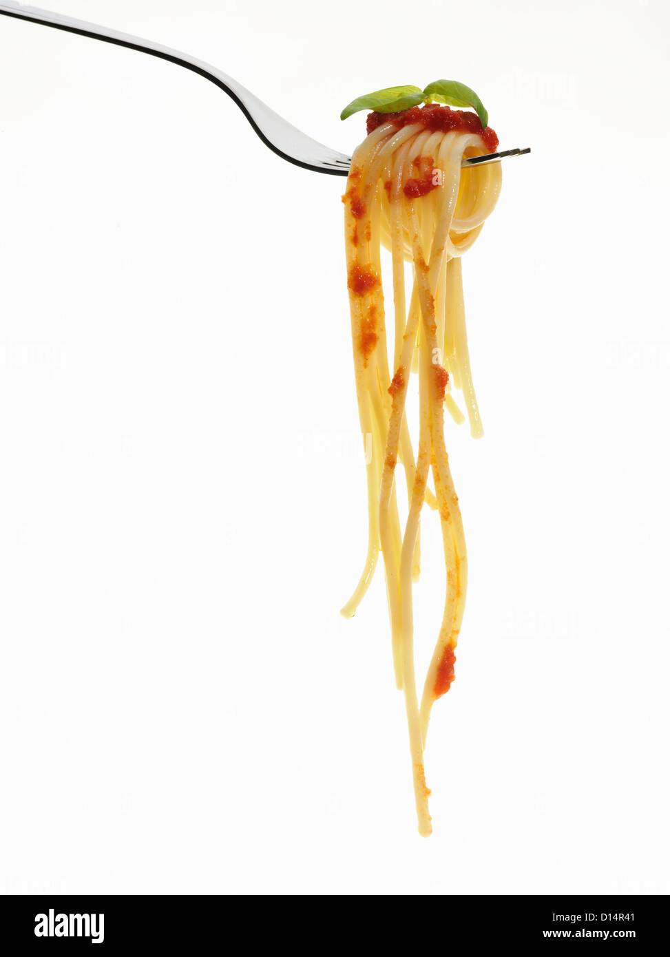 Pasta coiled on fork Stock Photo