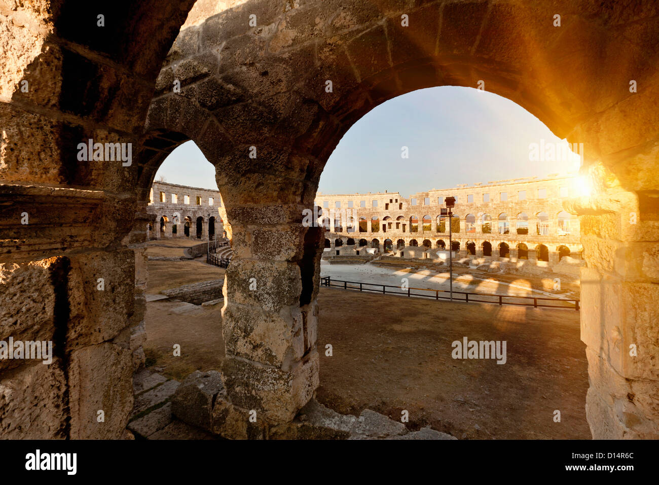 Ancient ruins of arena Stock Photo