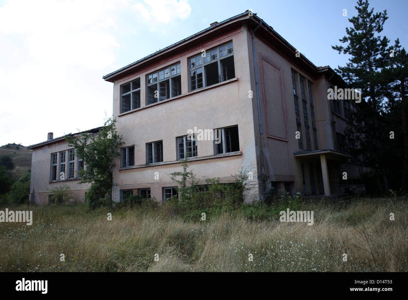 Abandoned school in Staravina village, Macedonia Stock Photo