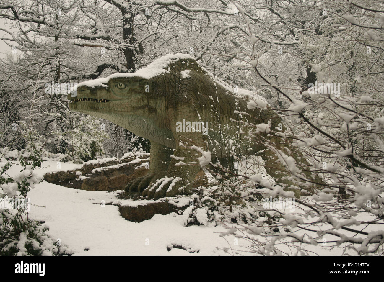 Dinosaur at Crystal Palace Park, London Stock Photo