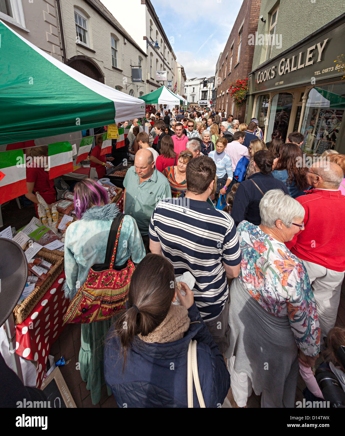 Crowded street during Abergavenny Food Festival, Wales, UK Stock Photo