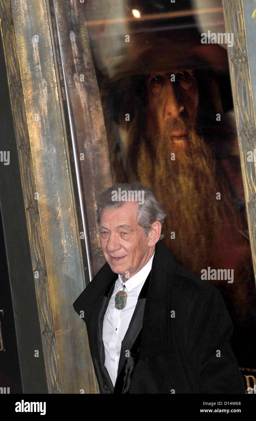 Ian McKellen at arrivals for THE HOBBIT: AN UNEXPECTED JOURNEY Premiere, The Ziegfeld Theatre, New York, NY December 6, 2012. Photo By: Kristin Callahan/Everett Collection Stock Photo