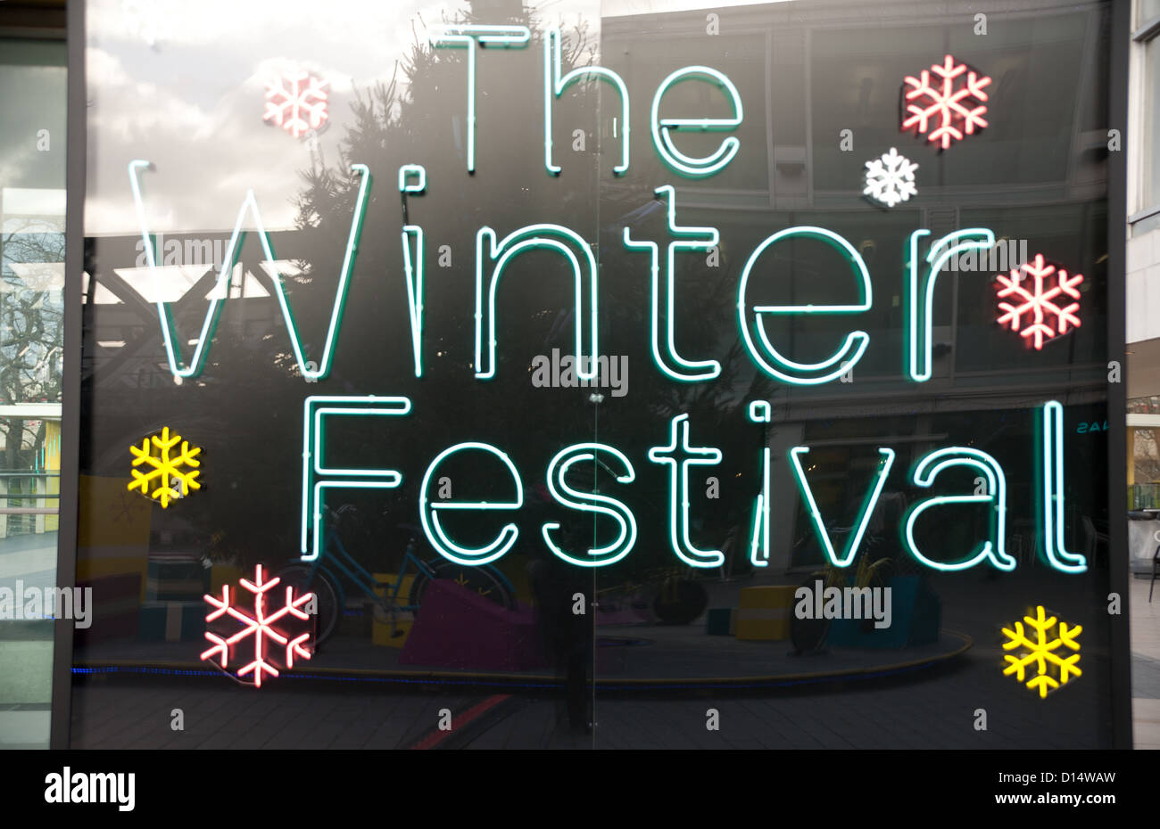 The Winter Festival Sign in Southbank, London, England, United Kingdom, Europe Stock Photo