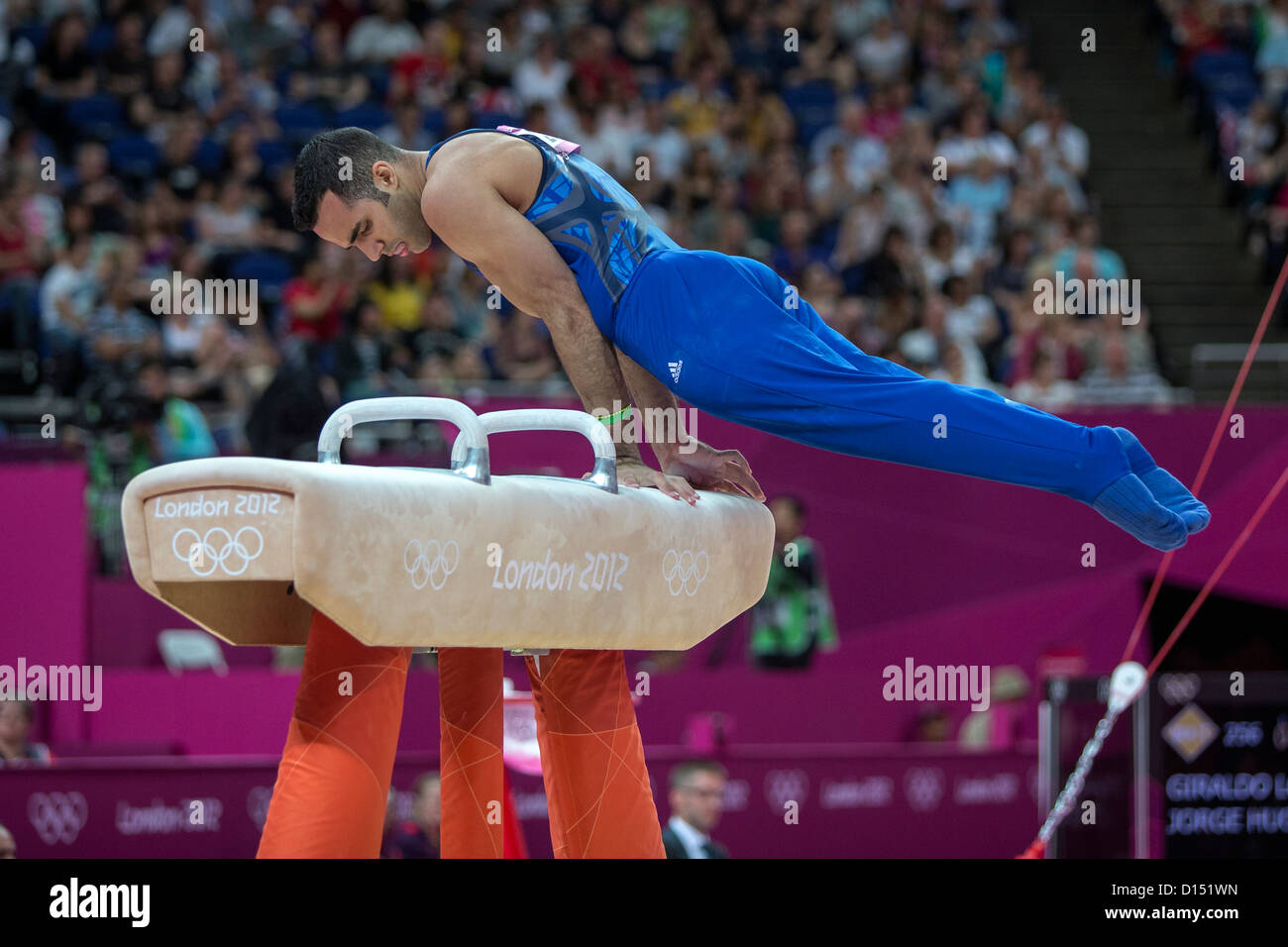 Danell Leyva (USA) competing on the Pommel Horse during the Men's Team