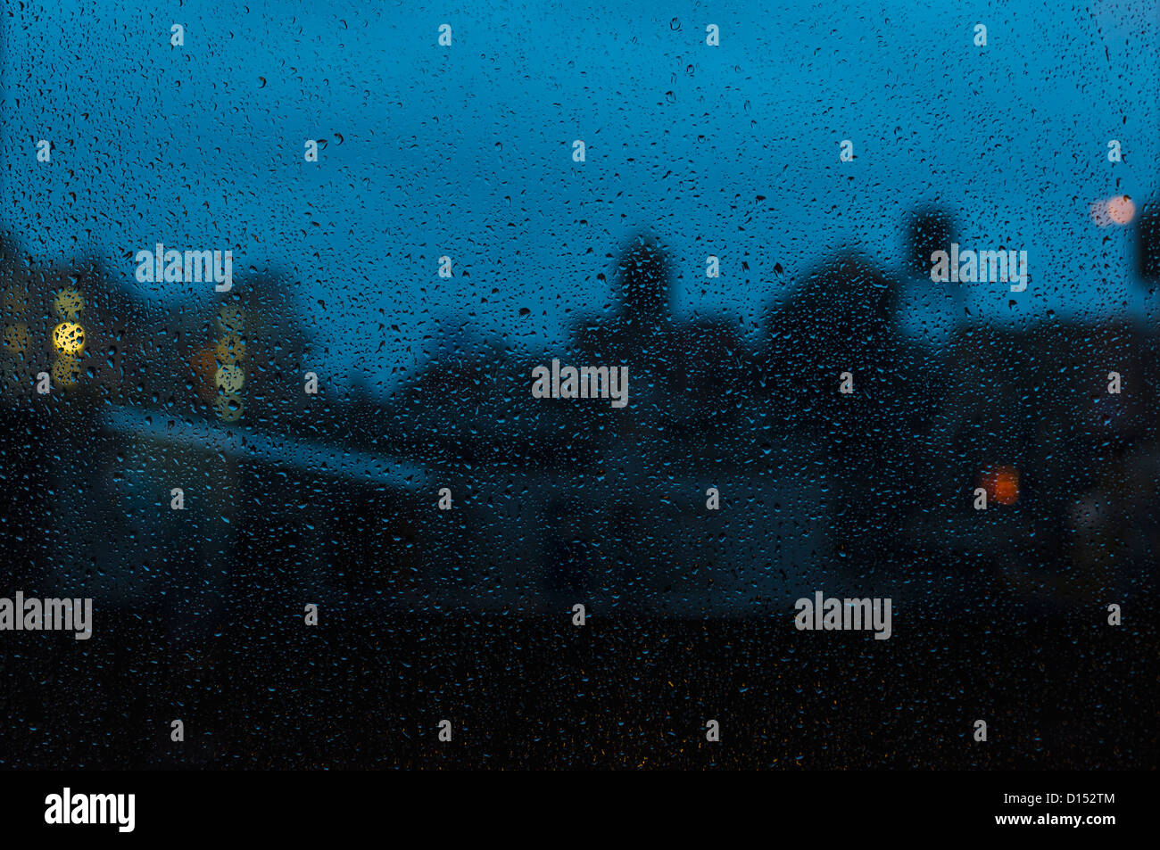 USA, New York State, New York City, Droplets on window Stock Photo