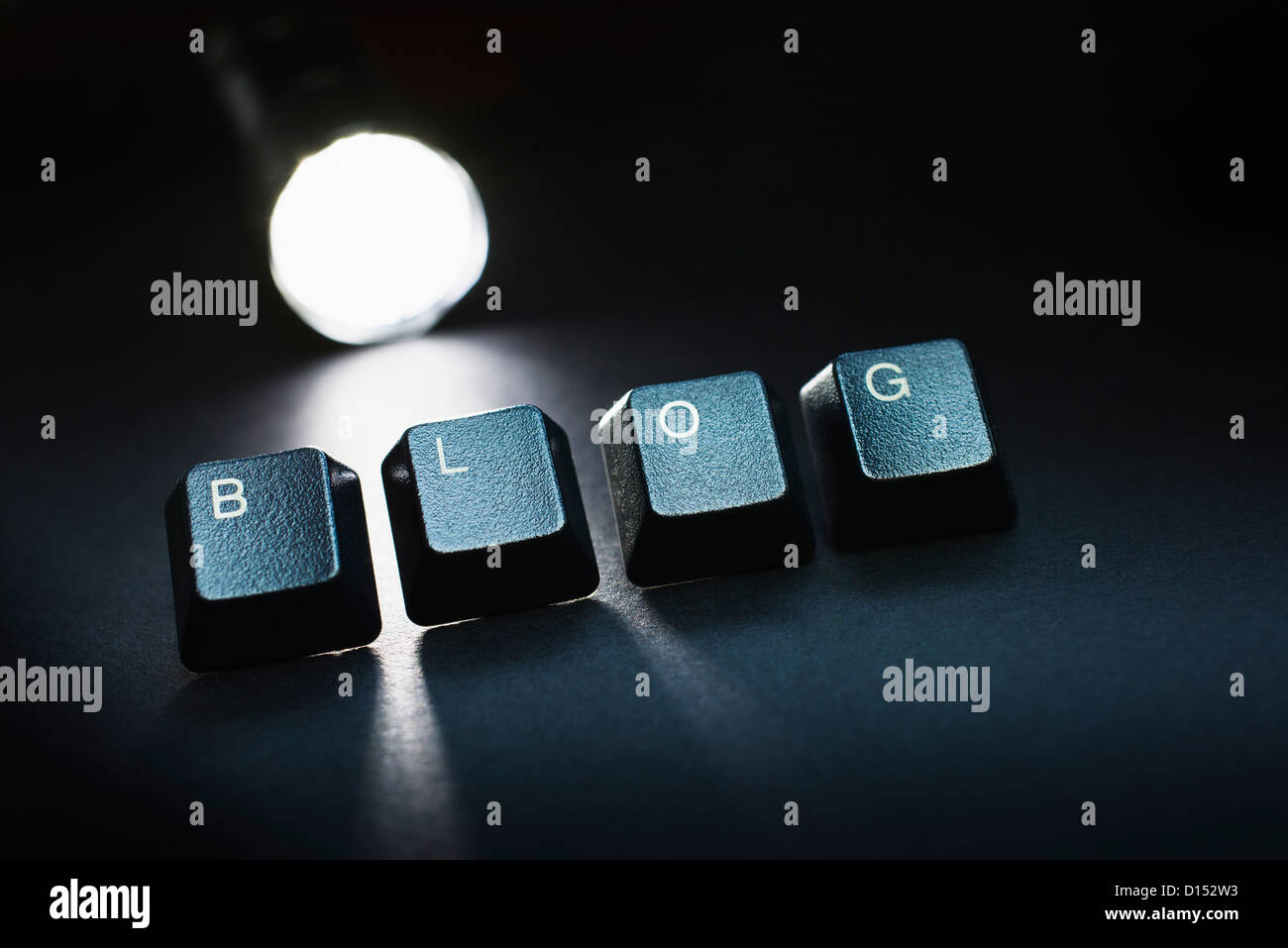 Studio shot of Computer keys with word blog Stock Photo