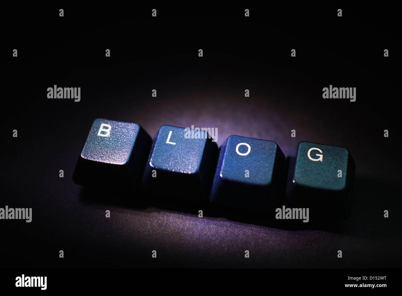 Studio shot of Computer keys with word blog Stock Photo