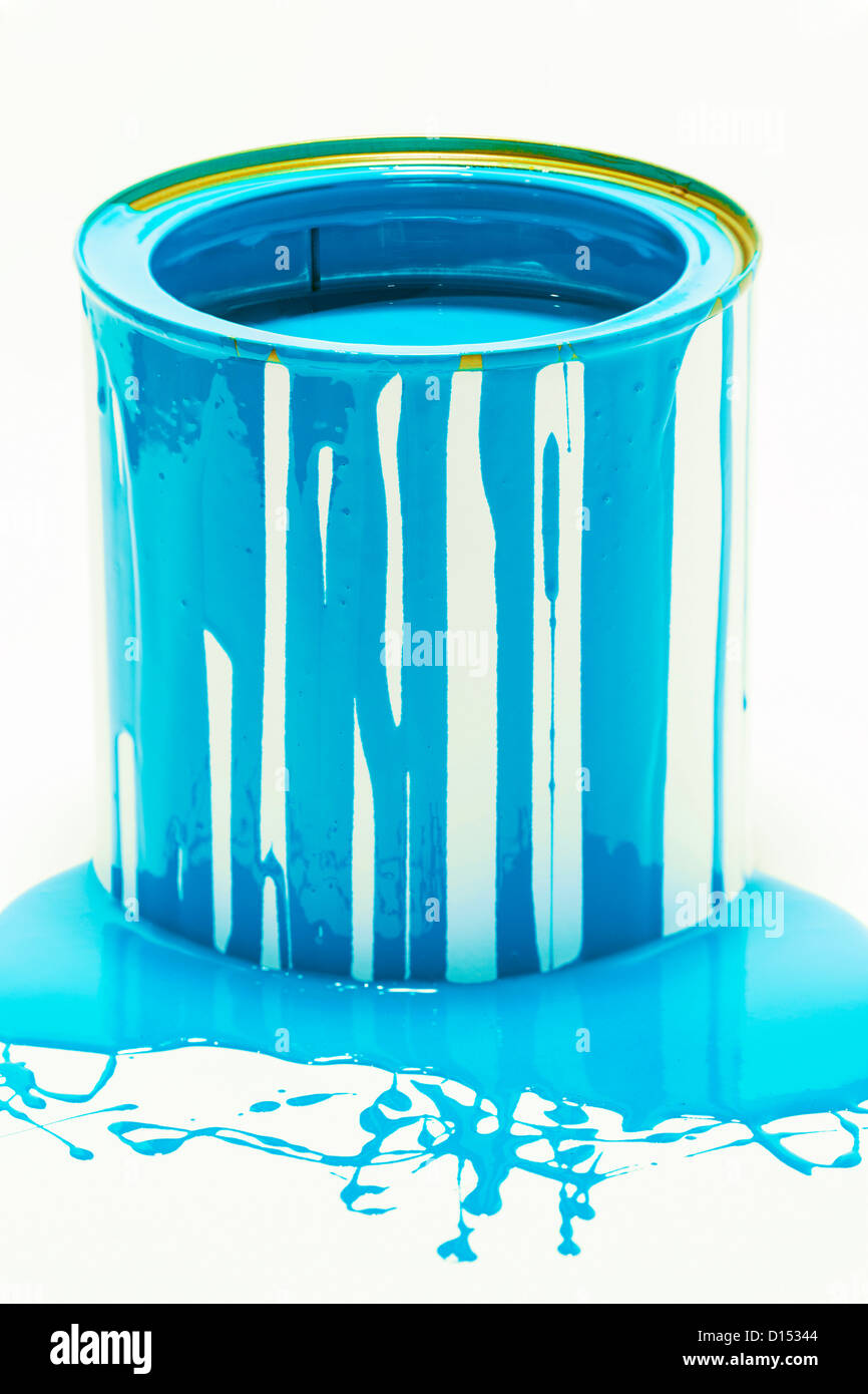 Can with a bright blue paint Stock Photo