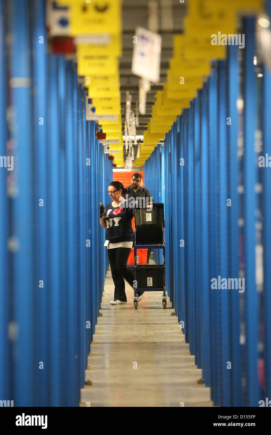 The Amazon fulfilment centre in Milton Keynes, Bucks,preparing for