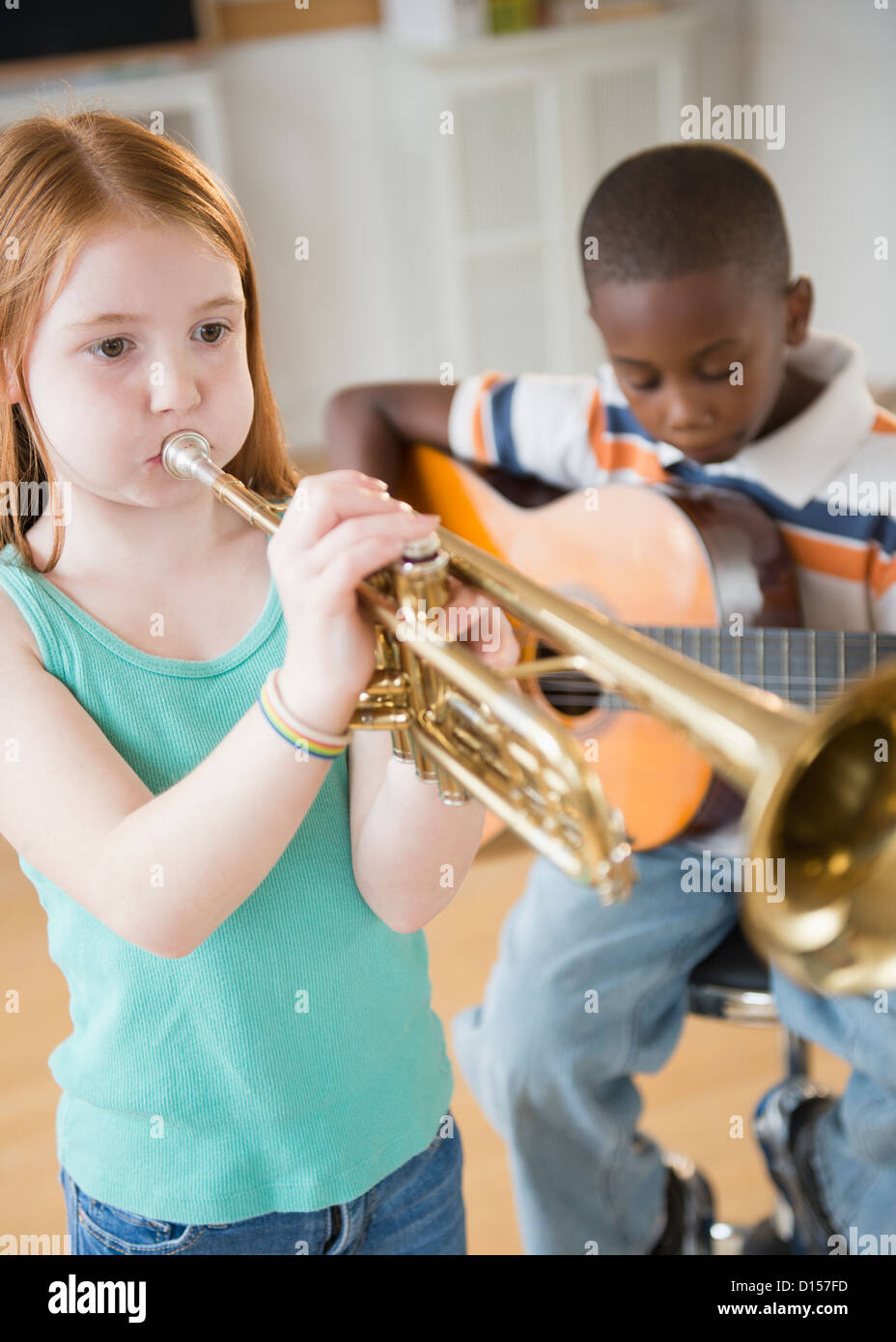 African american children playing instruments hi-res stock photography