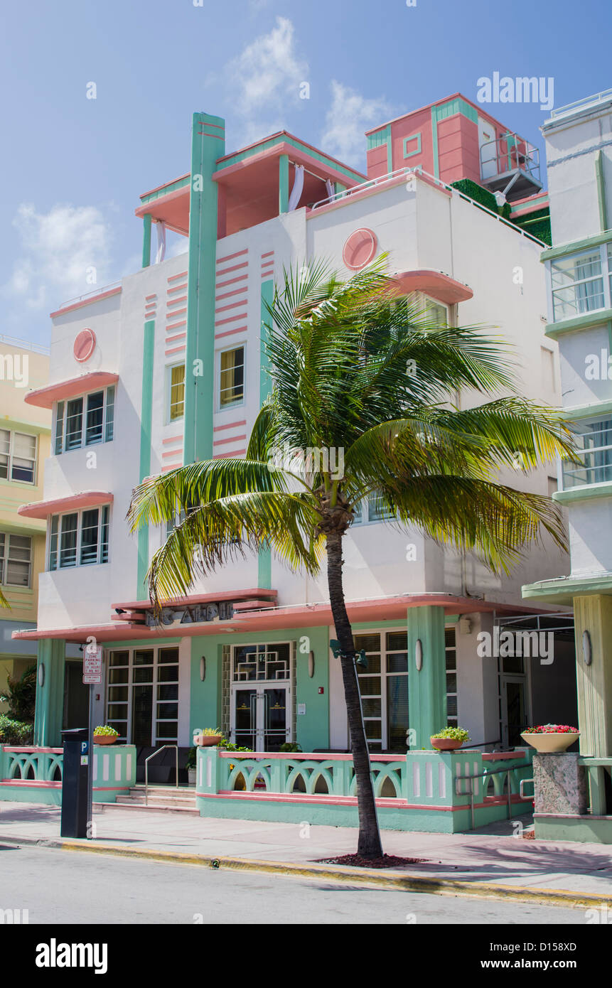 USA, Florida, Miami Beach. McAlpin Hotel is part of Hilton Vacation Complex on Ocean Drive; South Beach District. Stock Photo