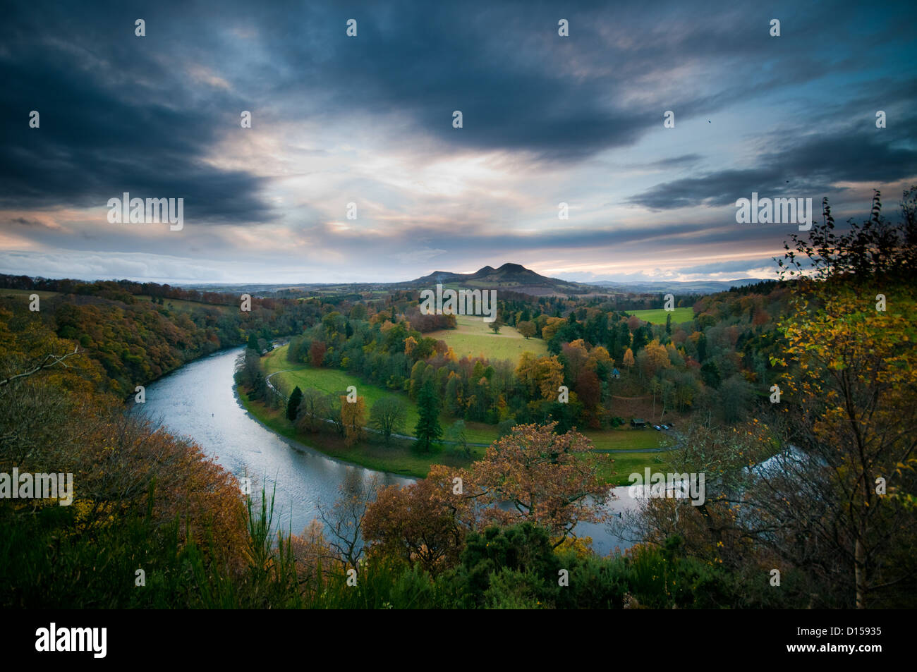 From Scotts View looking across the Tweed to wards the Eildon Hills ...