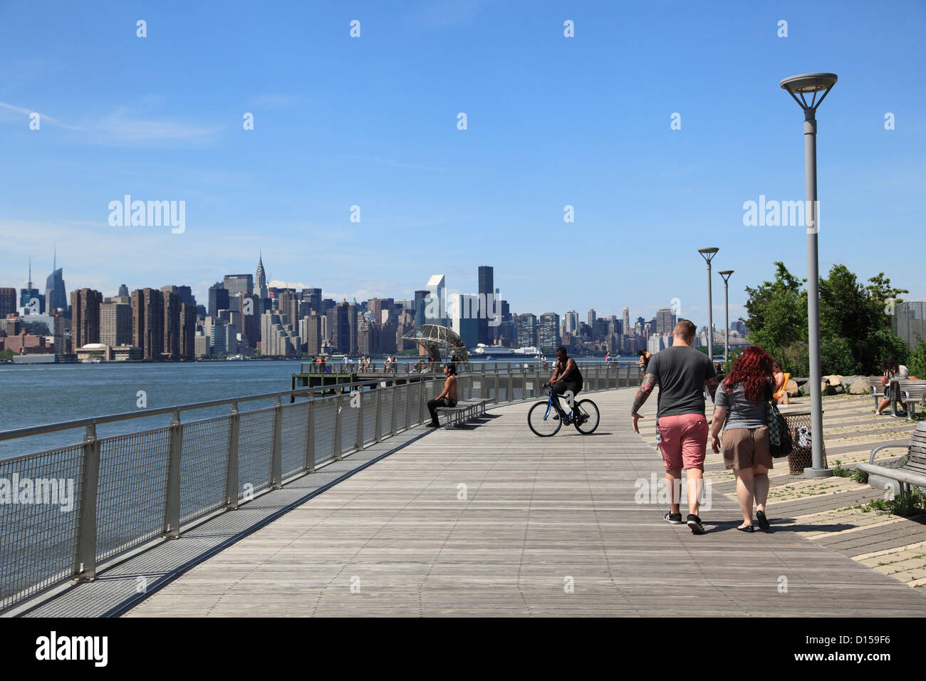 Manhattan Skyline, Northside Piers, Williamsburg, Brooklyn, New York City, USA Stock Photo