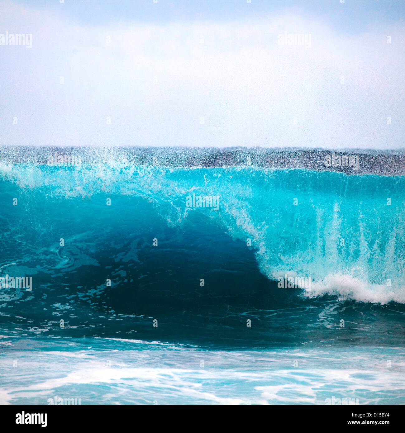 Hawaii, Oahu, Beautiful Wave Breaking. Stock Photo