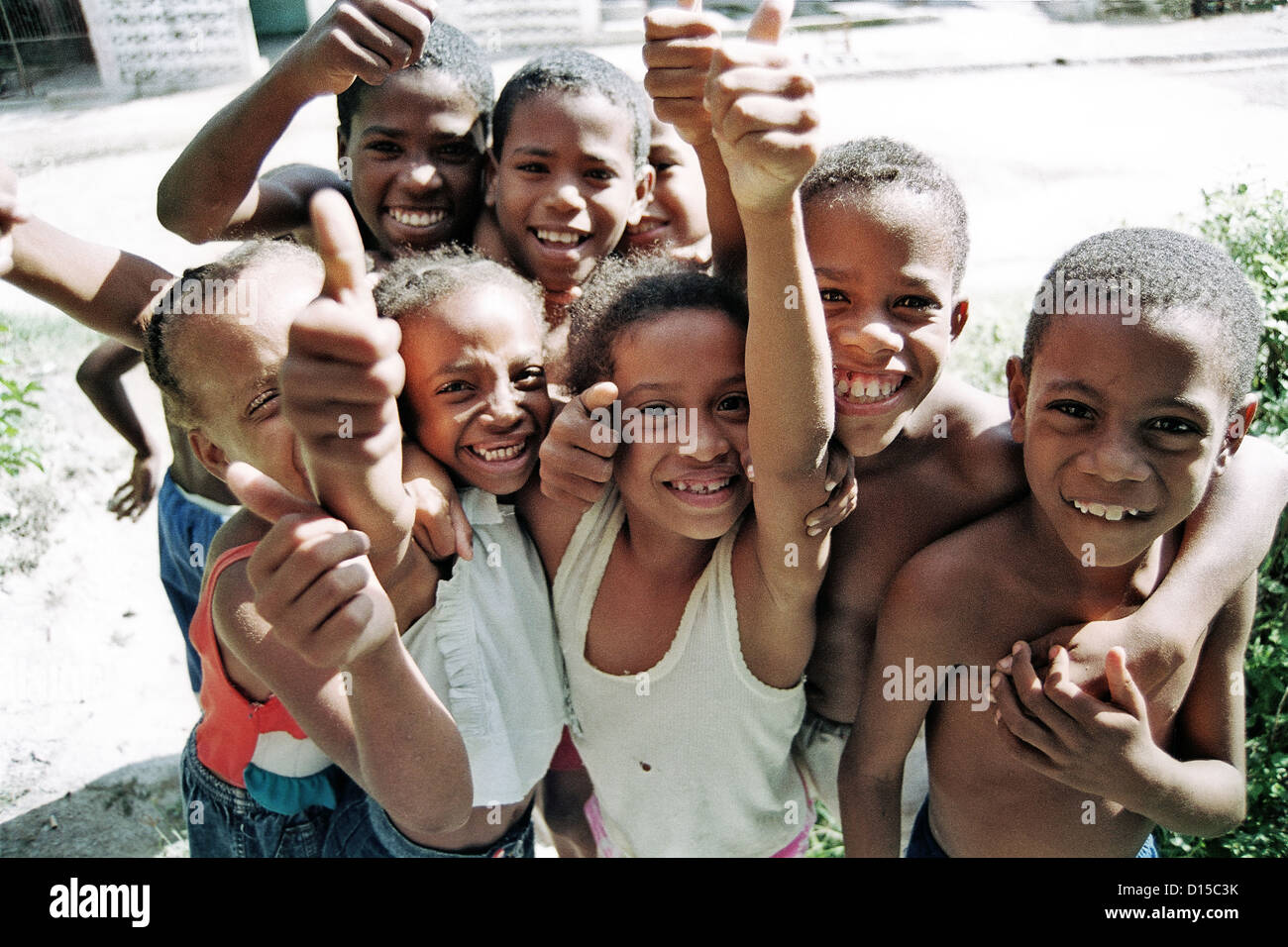 Santiago de Cuba, Cuba, boisterous, laughing children Stock Photo