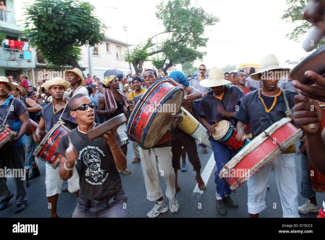 Santiago de Cuba, Cuba, street parade on the occasion of a meeting of the CDR Stock Photo