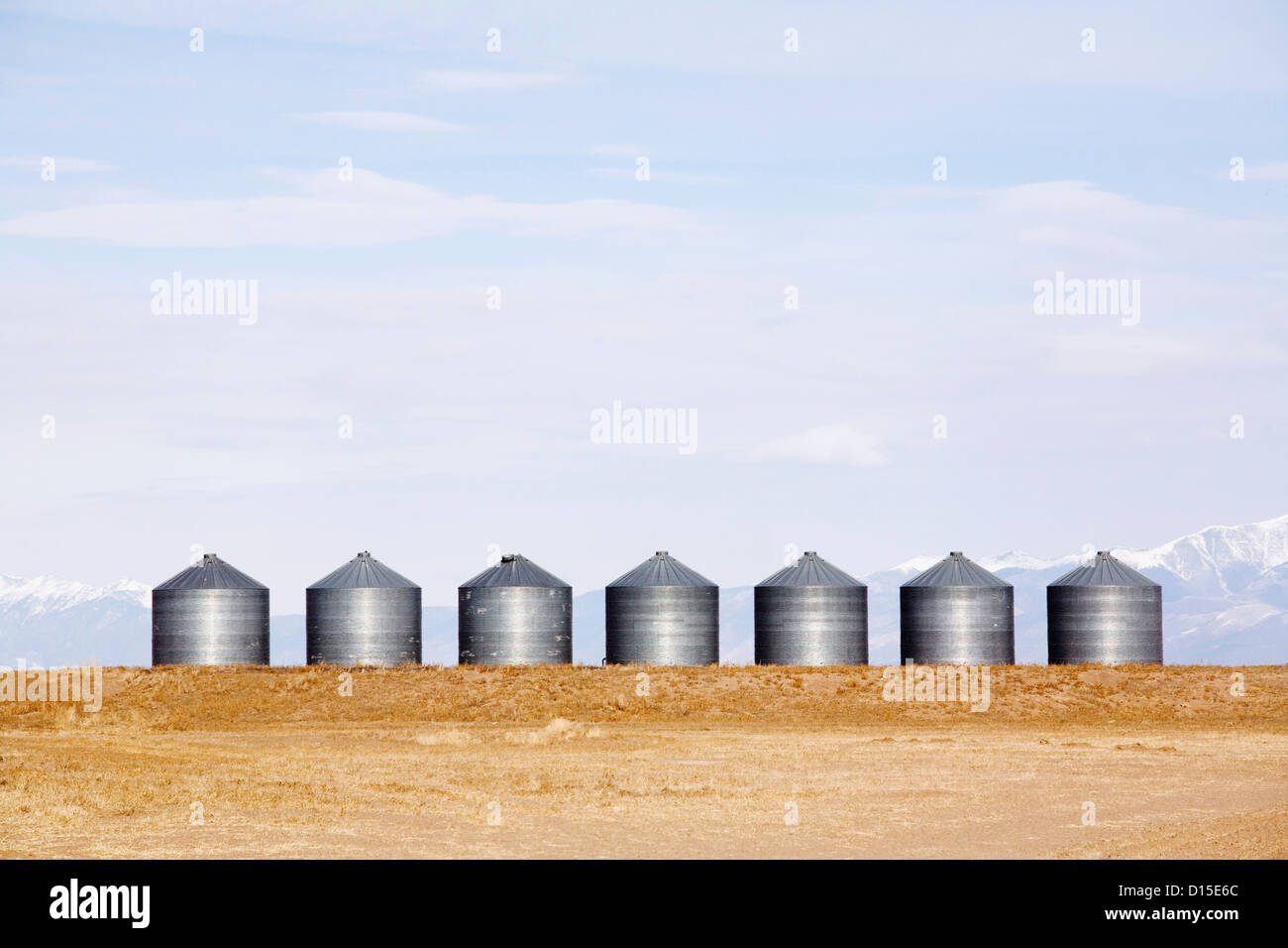 USA, Colorado, Grain bins Stock Photo