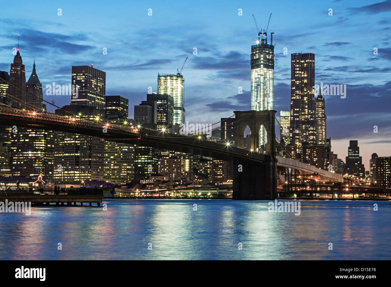 Brooklyn Bridge, Skyline Manhattan , NYC, Stock Photo