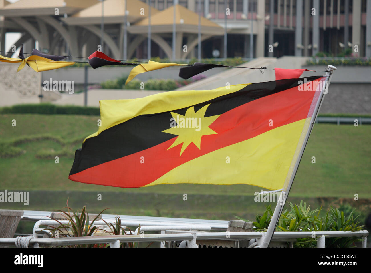 Sarawak flag waving in the wind Stock Photo