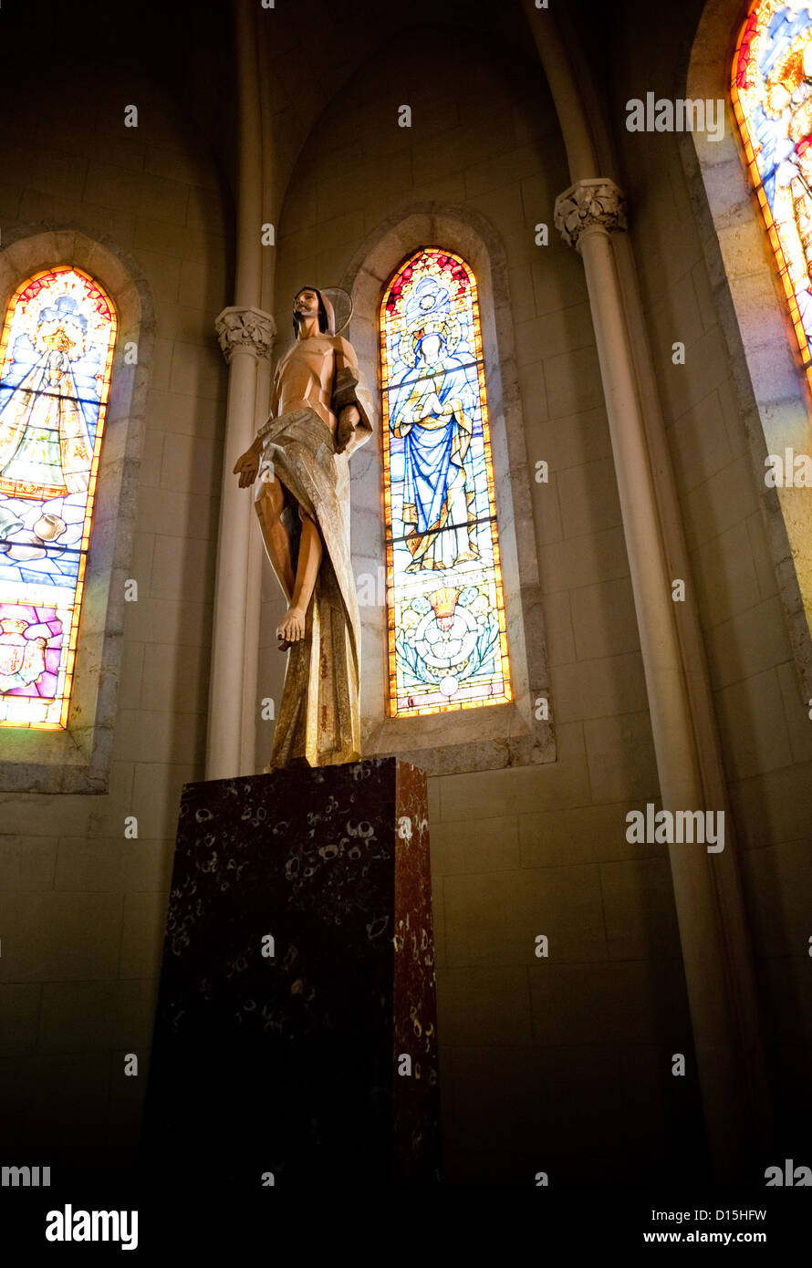 Barcelona, Spain: Interior of Expiatory Church of the Sacred Heart of Jesus in Tibidabo hill Stock Photo